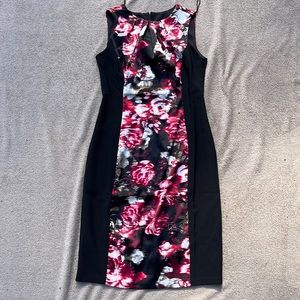 Black and floral cocktail dress